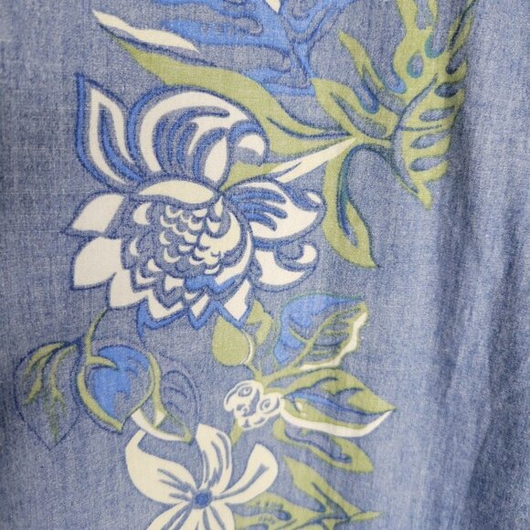 Batik Bay Men's XL Blue Floral Short Sleeve Button Front Cotton Hawaiian Shirt - Picture 7 of 9